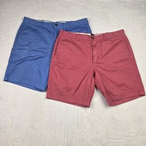 J Crew‎ Shorts Mens 36 Pink & Blue Chino Shorts 9" Inseam Lot of 2